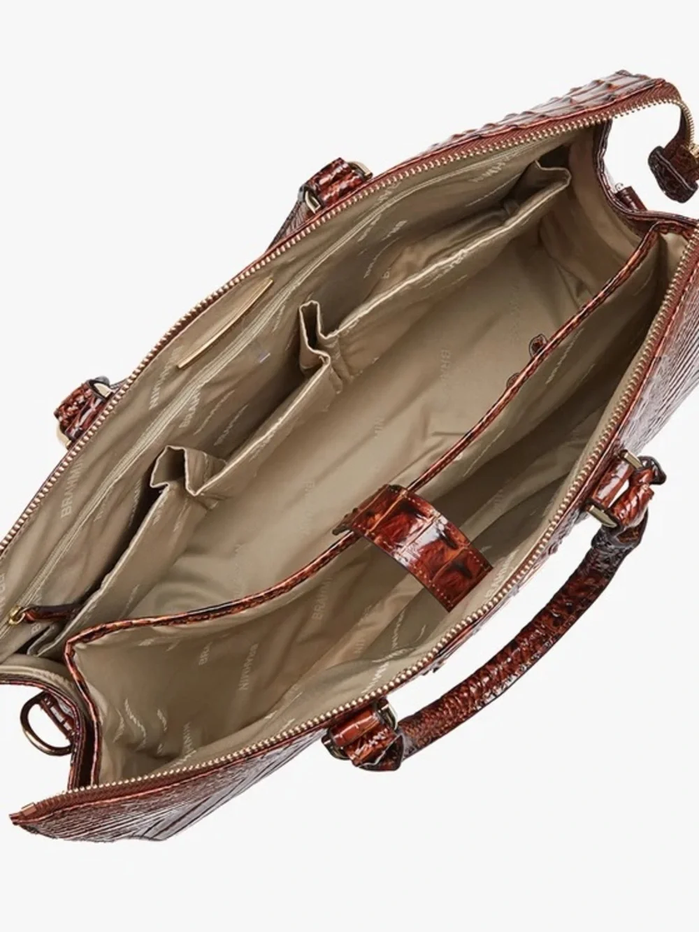 Brahmin Pecan Melbourne Croc-Embossed Leather Business Tote and Cordelia Wallet